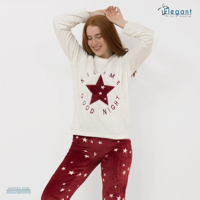 Elegant Polar PJ Offwhite/Maroon - Star - Image 1